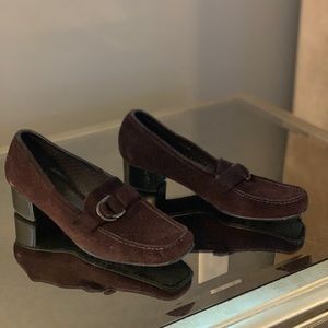 Brown suede Stuart Weitzman shoe